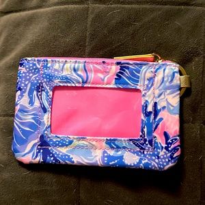 Lilly Pulitzer ID Holder Wallet, Blue Keychain Wallet with Zip Close
